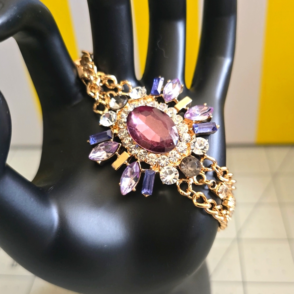 Elegant Gold and Purple Gemstone Bracelet